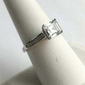 NEW Sterling silver cz cathedral set ring engagement cocktail size 9